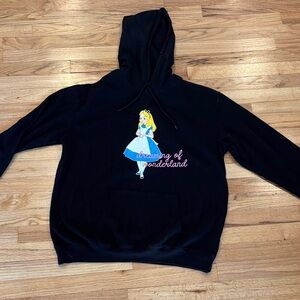 Disney Black Hoodie with Alice in Wonderland Design